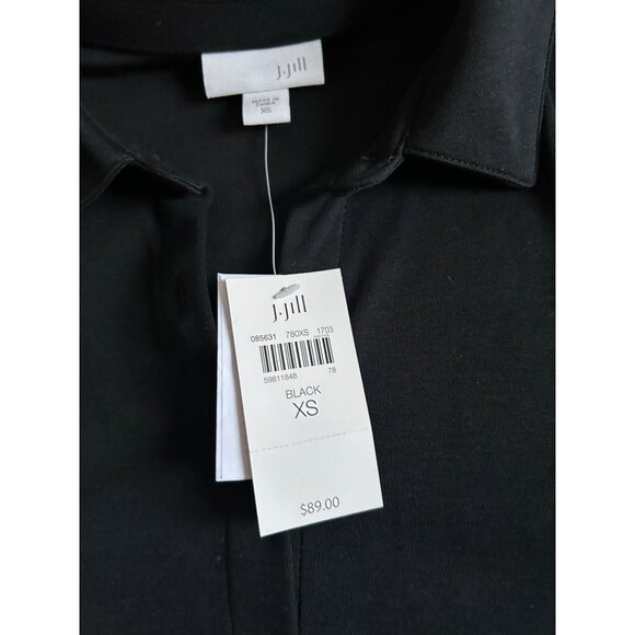 J. Jill Women's Sz XS 3/4 Sleeve Black Button-Front Dress Cotton Blend - Picture 5 of 11